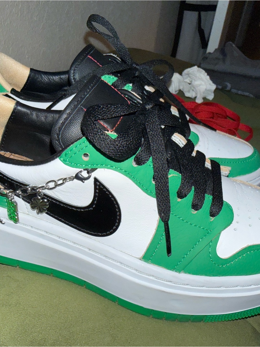 The Air Jordan 1 Elevate Low SE "Lucky Green" features a chunky platform sole